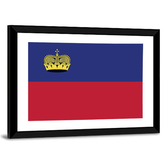 Liechtenstein Flag with Gold Crown Wall Art as a framed print