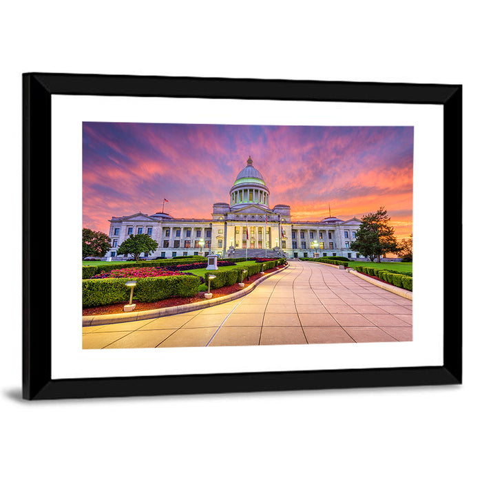 Arkansas State Capitol at Sunset Wall Art as a framed print