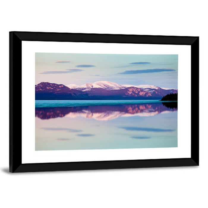 Lake Laberge Dusk Reflection Wall Art as a framed print