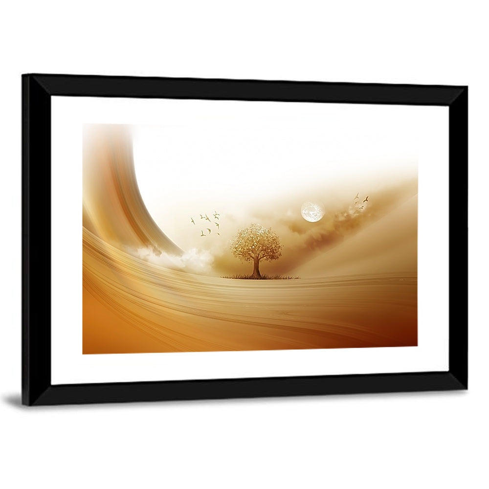 Moonlit Desert Tree Wall Art