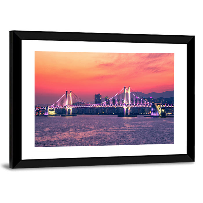 Gwangan Bridge Night Skyline Wall Art as a framed print
