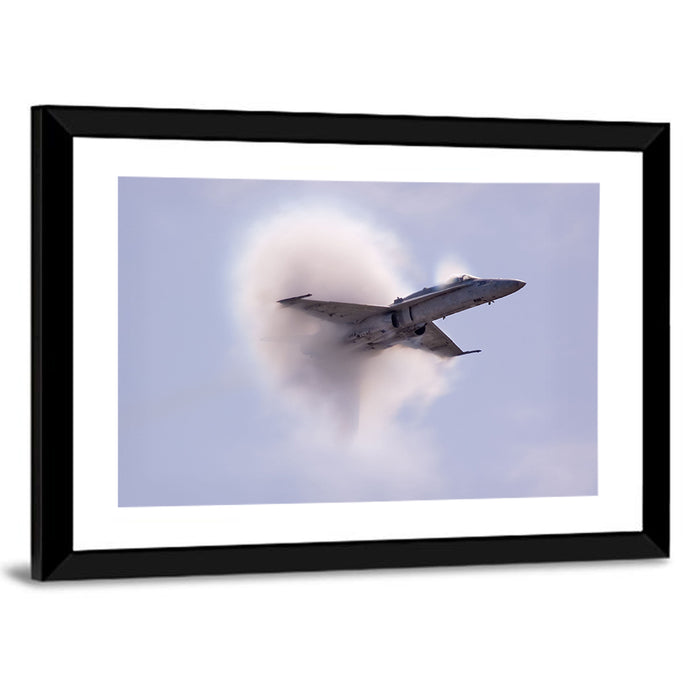 Supersonic Fighter Jet with Vapor Cone Wall Art as a framed print
