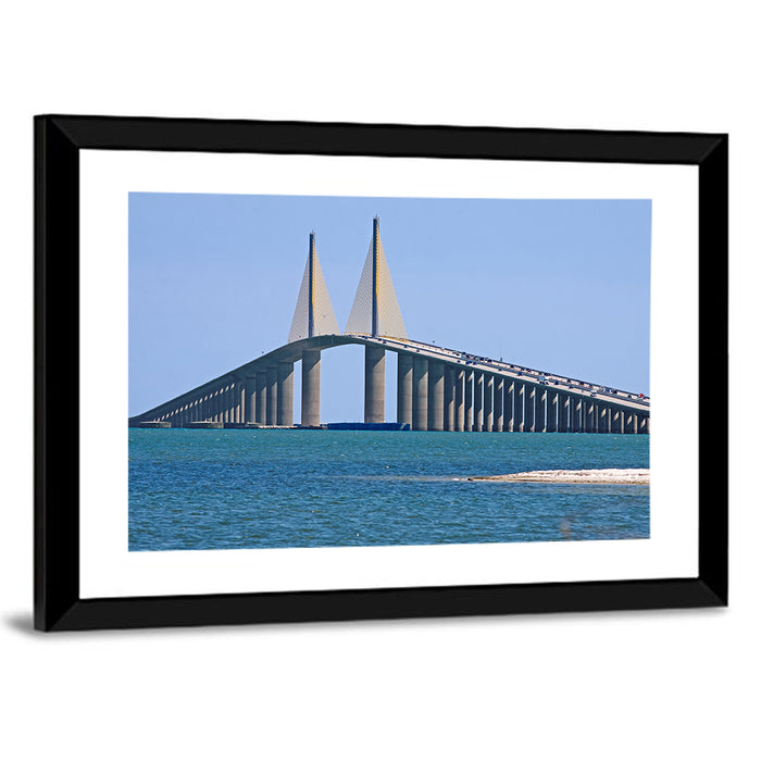 Sunshine Skyway Bridge, Cable-stayed View Wall Art as a framed print