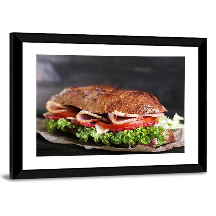 Toasted Ham and Vegetable Sandwich Wall Art as a framed print