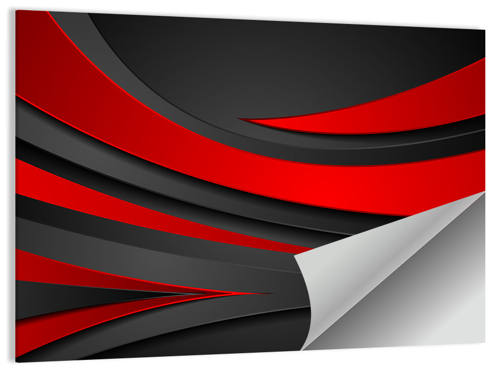 Layered Wavy Forms in Red and Black Wall Art