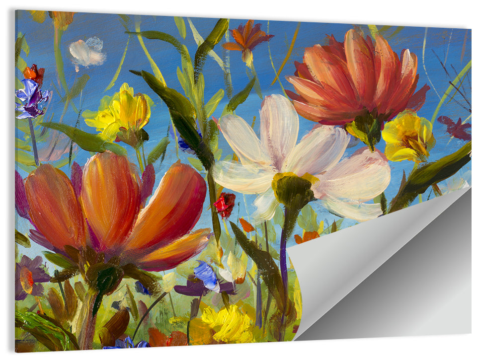 Sunlit Wildflower Meadow Wall Art