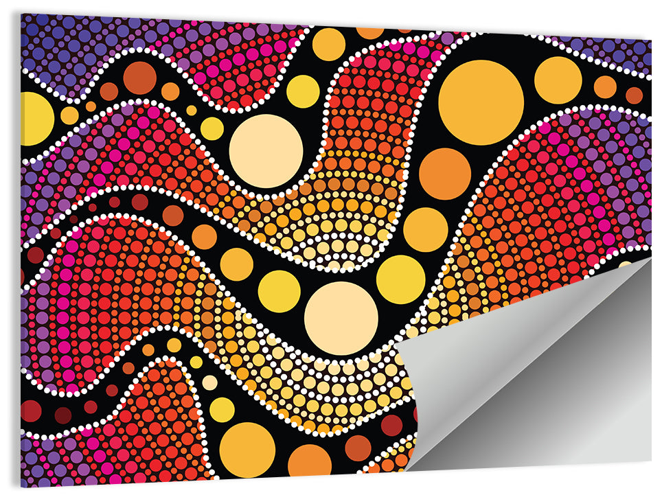 Aboriginal Dot Waves Wall Art