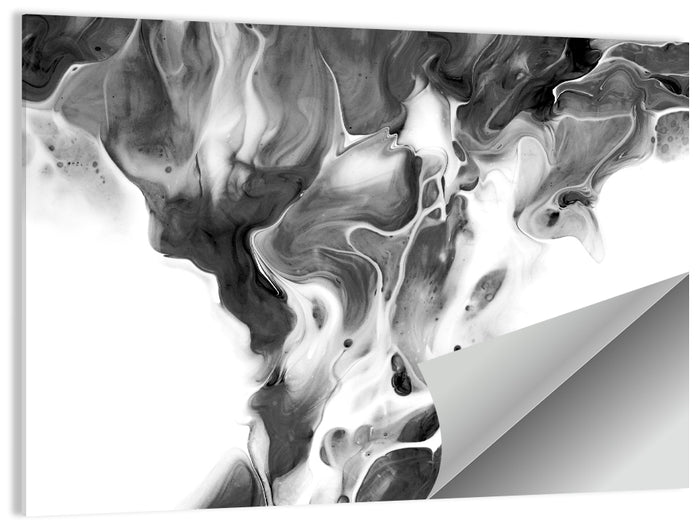 Monochrome Ink Swirl Wall Art as a poster print