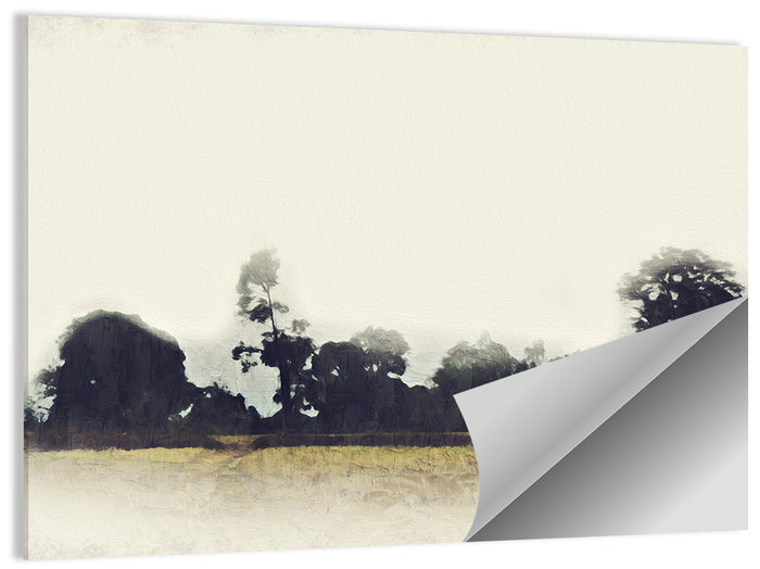 Faded Field with Silhouetted Trees Wall Art as a poster print