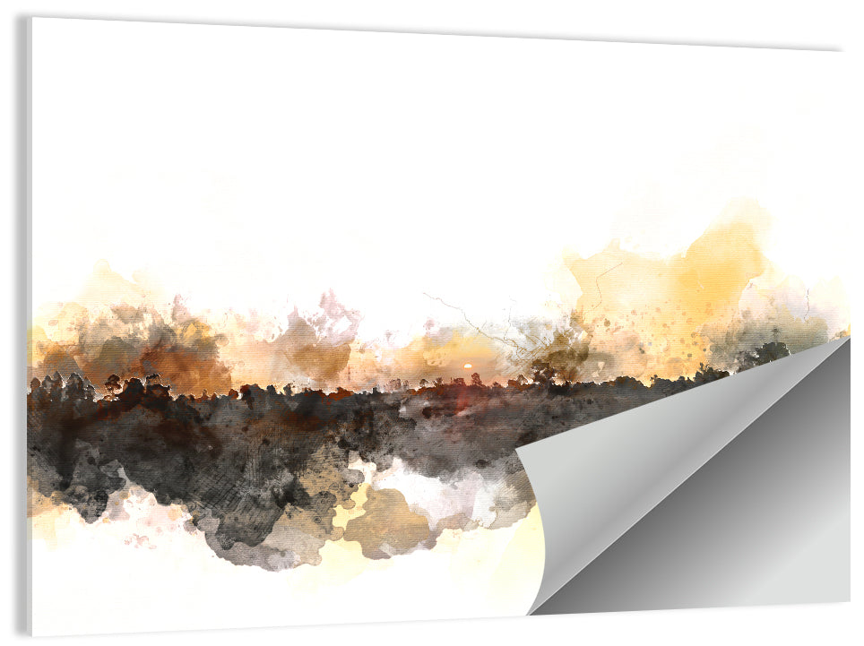 Sunset Treeline Watercolor Iii Wall Art