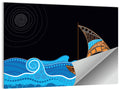 Moonlit Dotted Sailboat Illustration Wall Art