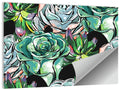 Turquoise Succulent Collage Wall Art