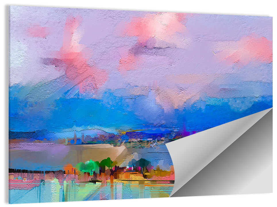 Semi Abstract Meadow at Dusk Wall Art