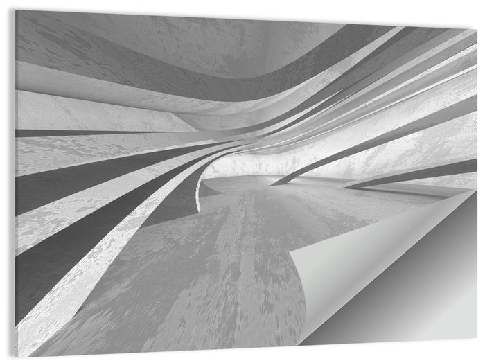 Empty Curved Concrete Hallway Wall Art as a poster print
