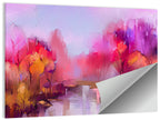 Autumn Forest Reflection Oil Painting Wall Art