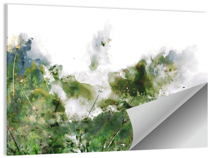 Wildflower Meadow Watercolor Wall Art as a poster print