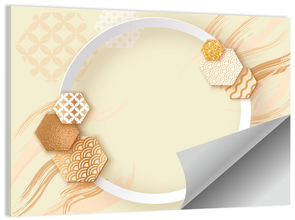 Cream and Gold Geometric Circle Wall Art