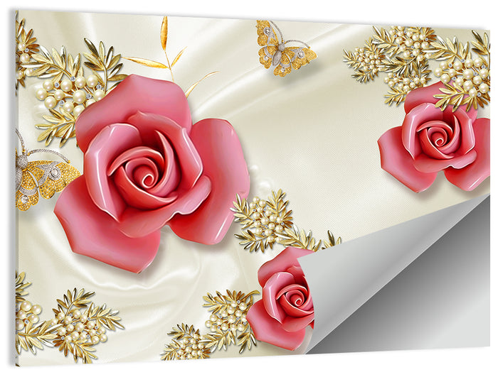 Golden Pearl Floral Illustration Wall Art as a poster print