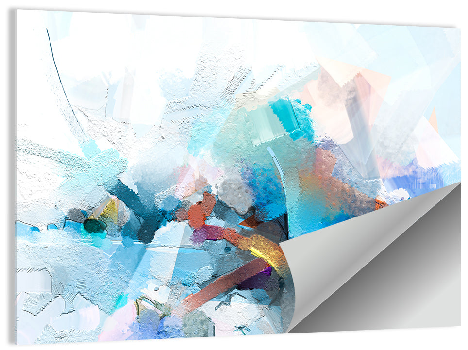 Colorful Brushstrokes with Geometric Planes Wall Art