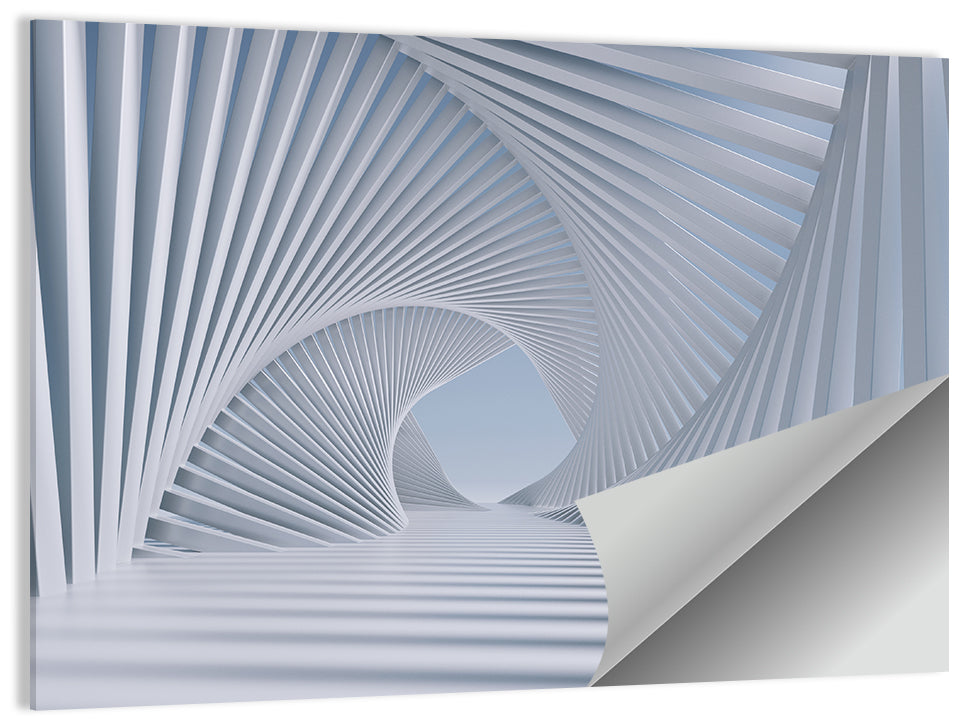 3d White Spiral Tunnel Wall Art