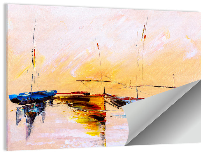 Harbor Boat Reflections Wall Art as a poster print