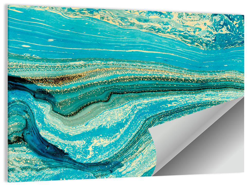 Teal Marble Waves Wall Art
