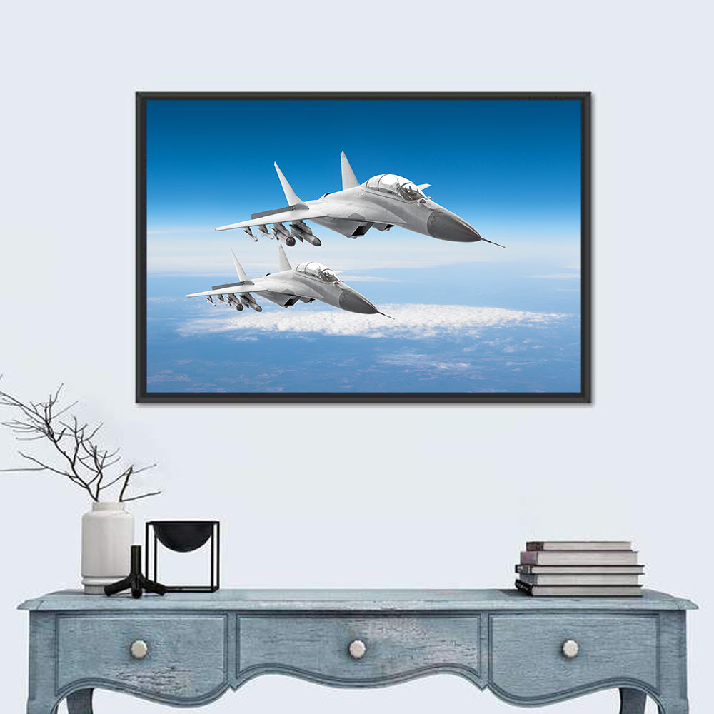 Two Fighter Jets in Formation Wall Art