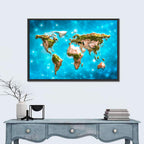 Geometric World Map Illustration Wall Art