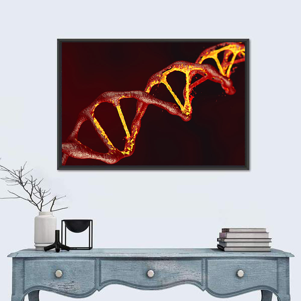Red Dna Double Helix Wall Art in a room, landscape