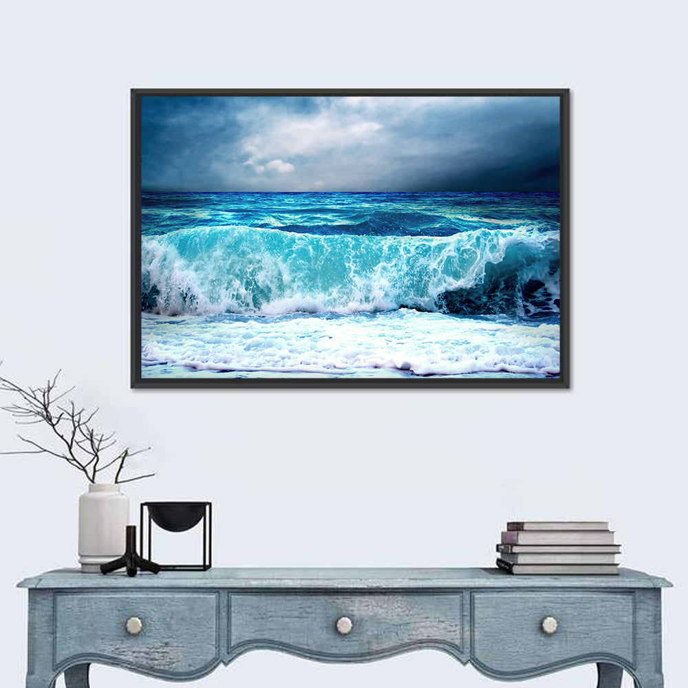 Storm Seascape Wall Art in a room, landscape