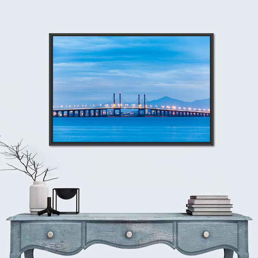 Penang Bridge at Dusk Wall Art in a room, landscape