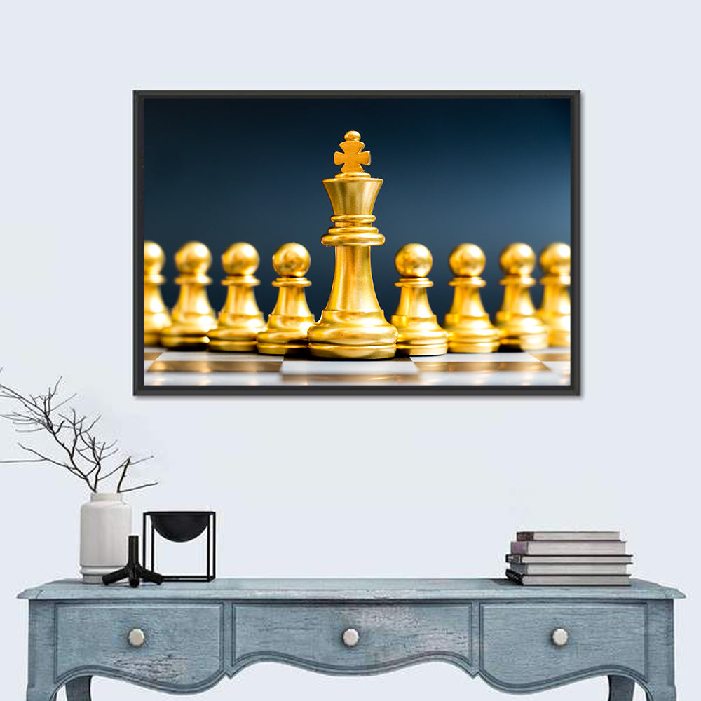 Golden King with Pawns Wall Art