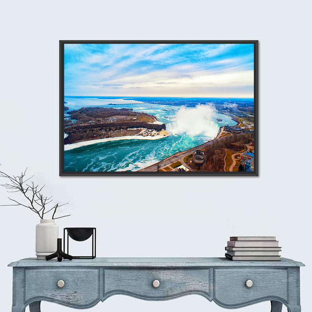 Niagara Falls Aerial View Wall Art in a room, landscape