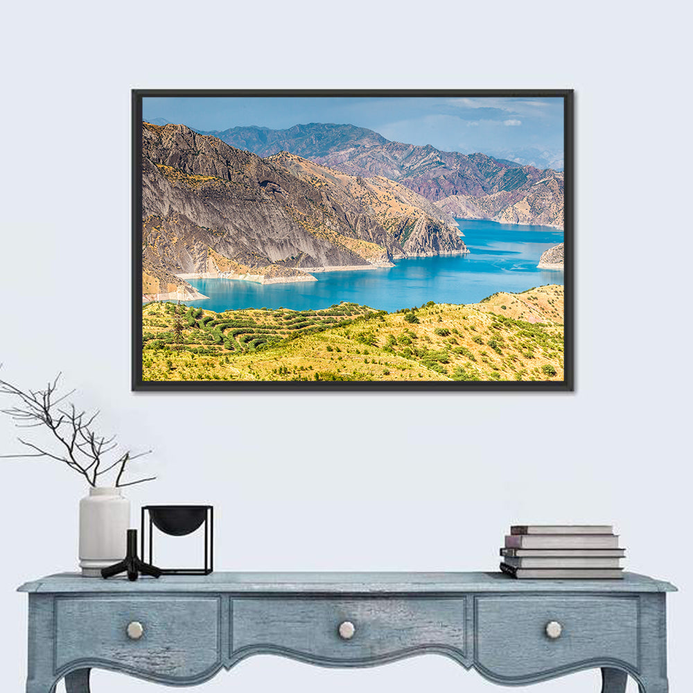 Nurek Reservoir, Tajikistan Wall Art in a room, landscape