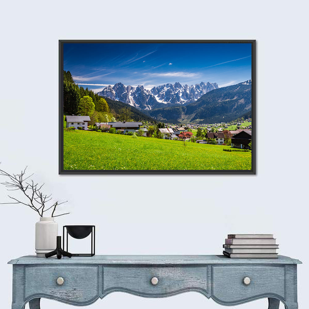 Gosau Village in Austrian Alps Wall Art in a room, landscape