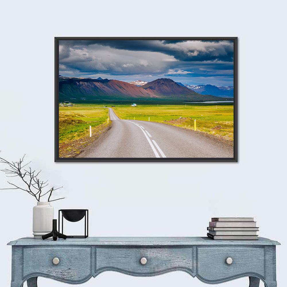 Icelandic Winding Road Toward Mountains Wall Art