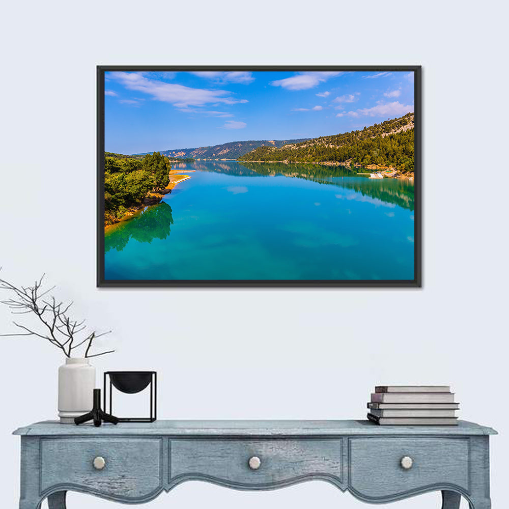 Lake Sainte Croix Du Verdon Wall Art in a room, landscape