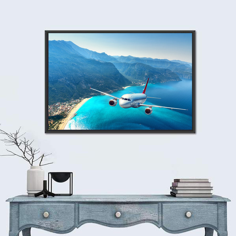 Airplane Over Turquoise Coast Wall Art