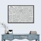 Milan City Map Wall Art