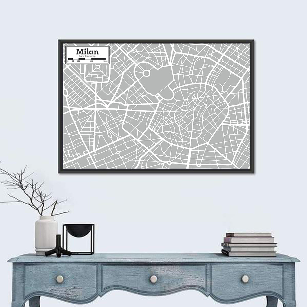 Milan City Map Wall Art
