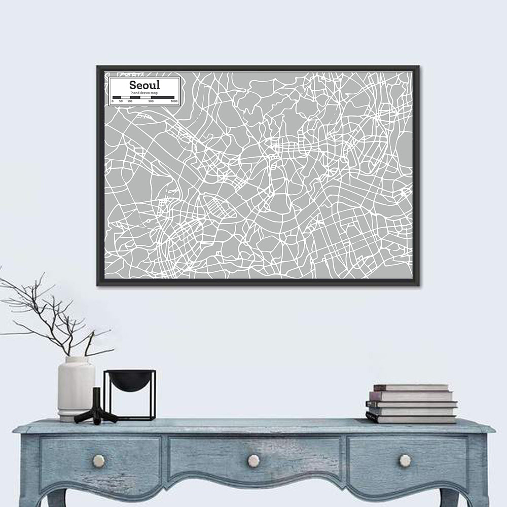 Seoul Street Map Wall Art