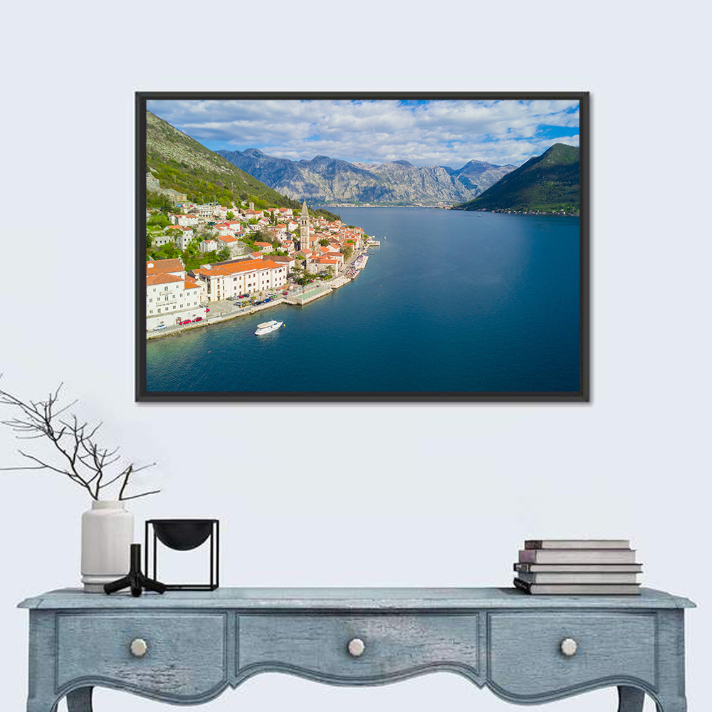 Perast Aerial Coastal View Wall Art