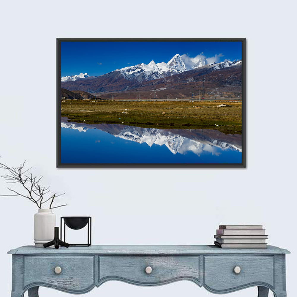 Snow-capped Mountains of Tibet Wall Art in a room, landscape