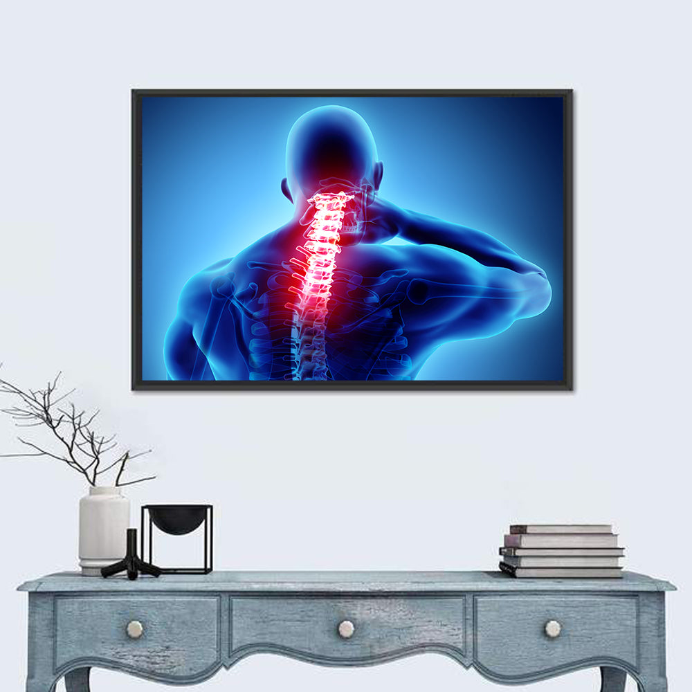 Cervical Spine X-ray Illustration Wall Art in a room, landscape