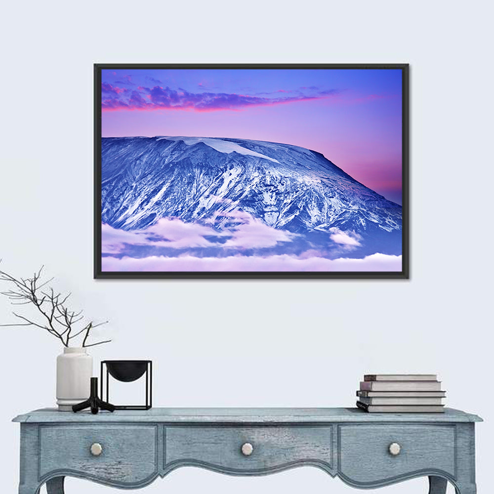 Purple Dusk Over Kilimanjaro Wall Art in a room, landscape