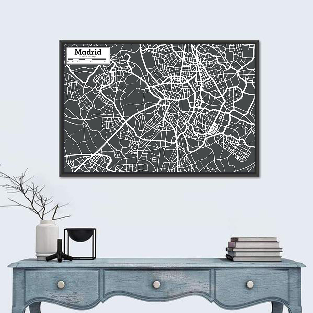 Madrid City Map Wall Art