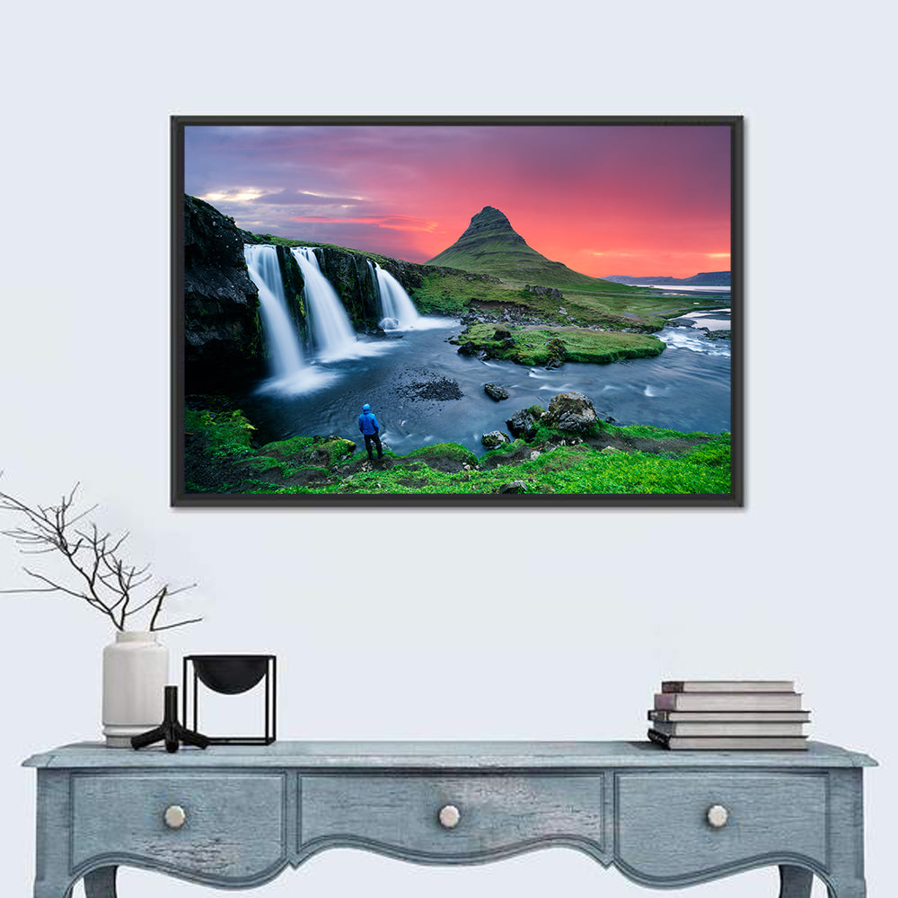 Kirkjufell Sunset with Kirkjufellsfoss Wall Art
