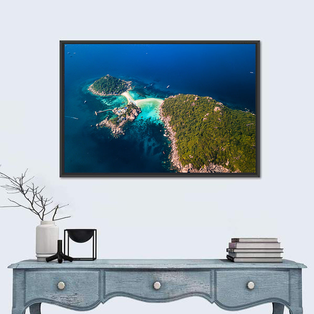 Koh Nang Yuan Aerial View Wall Art in a room, landscape