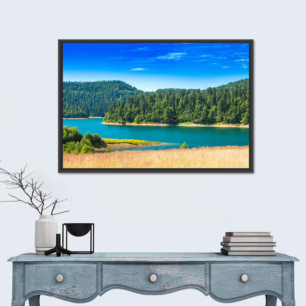 Lokvarsko Lake Turquoise Shoreline Wall Art in a room, landscape