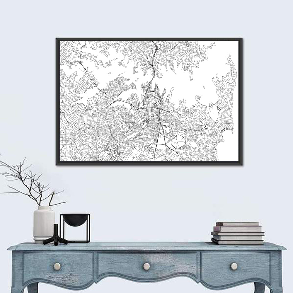 Sydney Harbour City Map Wall Art